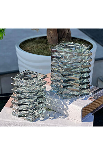 tuan design 2 Lİ KRİSTAL FÜME MUMLUK