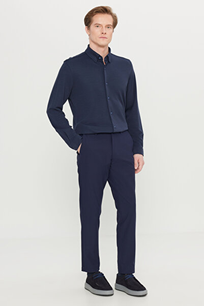 ALTINYILDIZ CLASSICS Чоловічі темно-сині брюки Slim Fit з вузьким кроєм і бічними кишенями