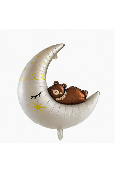 Behind party store بالون فويل على شكل قمر ودب نائم، مقاس 75 سم، بالون كبير ال...