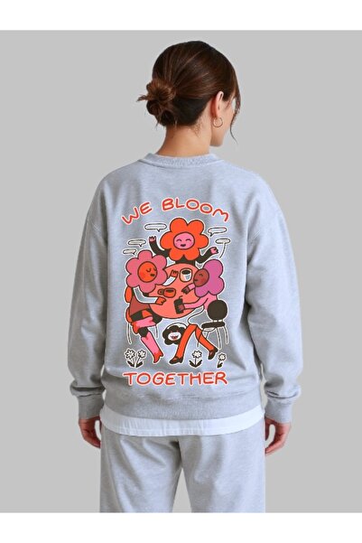 ArtYus Unisex Long Sleeve We Bloom Together Transfer Printed Crew Neck Sweatshirt