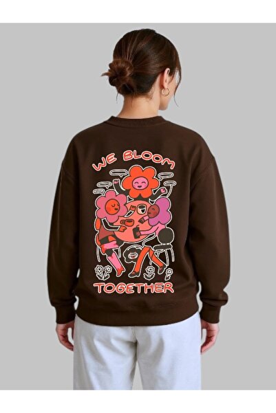 ArtYus Unisex Long Sleeve We Bloom Together Transfer Printed Crew Neck Sweatshirt