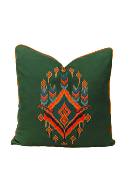 Alacastore Husă de pernă pătrată verde cu model Ikat etnic boem clasic modern...