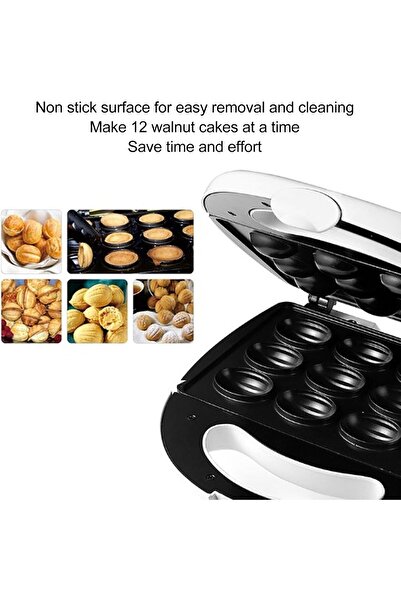 Generic 750W Electric Walnut Cake Maker 12 Hole Nut Cookie Machine Non Stick Stainless Steel Breakfast