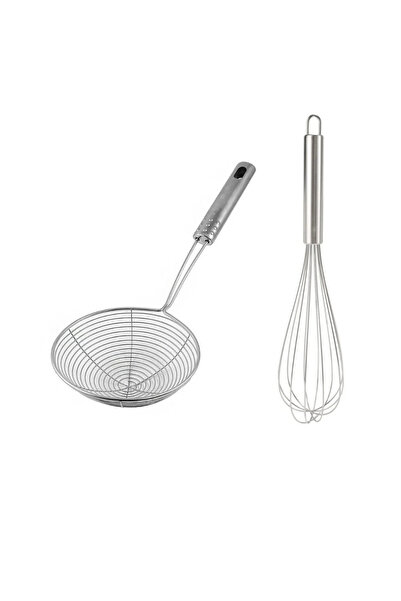 Kitchen Design Lab 18 Cm Metal Saplı Kevgir ve 35 Cm Komple Metal Çırpıcı 2 A...