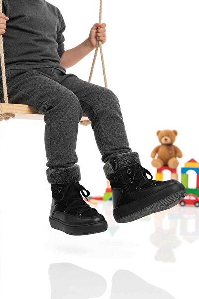 Cool Cizme negre pentru fete cu interior fleece anti-alunecare Selis F