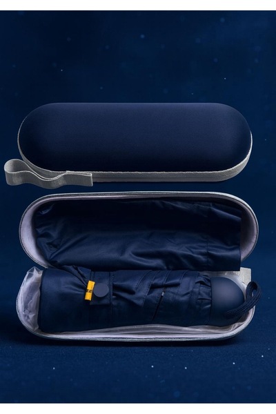 Elioure Lacivert Mini Kapsül Şemsiye, Taşıması Kolay ve Şık Tasarım, Çok Renkli