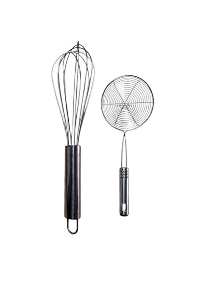 Kitchen Design Lab 16 Cm Metal Saplı Kevgir ve 30 Cm Komple Metal Çırpıcı 2 A...