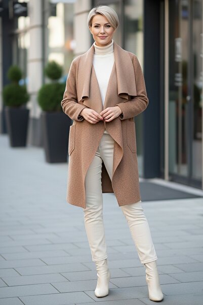 Chiccy Italian Camel Shawl Collar Long Sleeve Pocketed Slim Mottled Casual Cashmere Ov Oversized Okuma Jacket 105 65