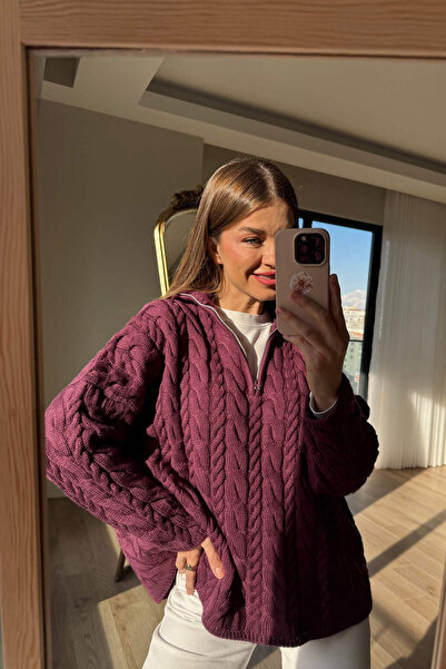 Sue Store Πουλόβερ με πλεκτό φερμουάρ από μούρι