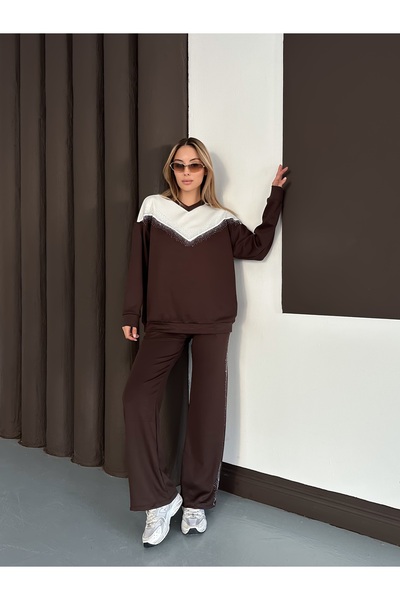 orjinal blue b Women's V Glitter Double Suit Black