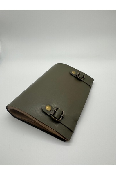 LAYDA دفتر ملاحظات من الجلد الصناعي باللون الكاكي