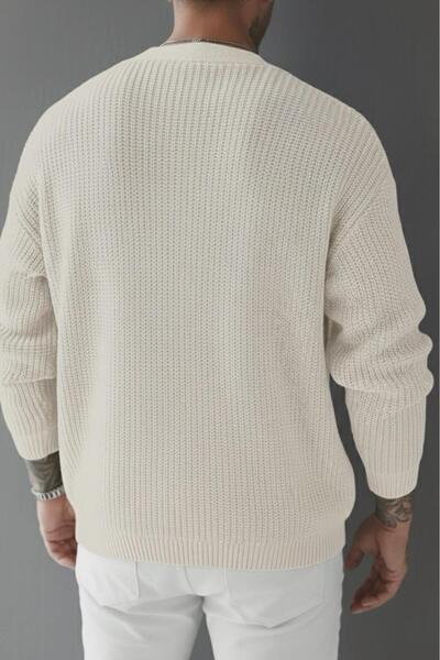 Oksit Grov Buttoned V-Neck Thick Men's Cardigan