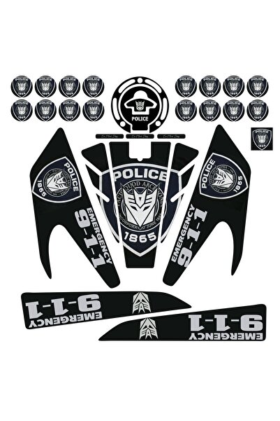 Yamaha R25 Tank Pad Full Set Police 2019-2024 Uyumlu