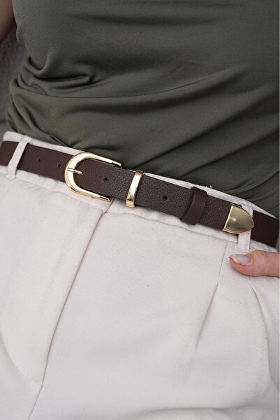 MODAM HİFA Gold Buckle Vintage Style Women's Belt Trouser Belt Dress Belt Shirt Belt Waist Belt