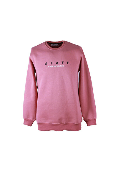 trender 0 Yaka 3 İp Mercan Men's Sweatshirt State Print