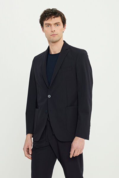 ALTINYILDIZ CLASSICS Men's Navy Blue Slim Fit Slim Fit Swallow Collar Flexible Suit with Pocket Bags