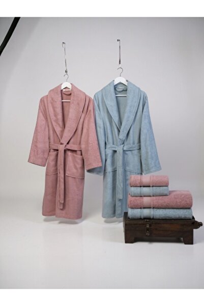 Özdilek 6 Piece Bathrobe Set Colourist – Gray Pink – Family Set
