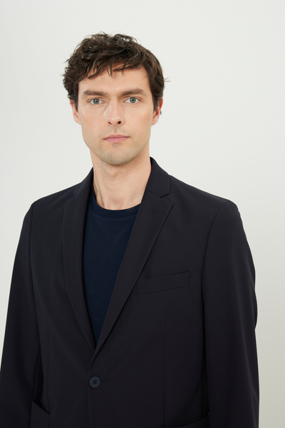 ALTINYILDIZ CLASSICS Men's Navy Blue Slim Fit Slim Fit Swallow Collar Flexible Suit with Pocket Bags