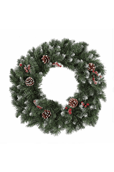 DacEnergy Coronita de Craciun , realizata din PVC, diametru de 61 cm, cu fruc...