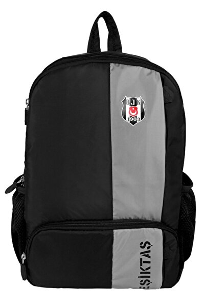 Beşiktaş Gri Şeritli Siyah Sırt Çantası