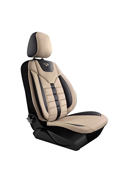 Panda Toronto Car Seat Covers Set, Alcantara, zippers for folding bench, beige/black, 11 pcs