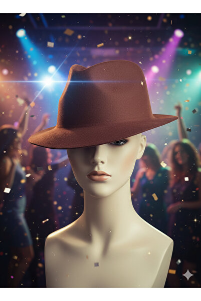 DODOMAR Καφέ καπέλο πάρτι με βελούδινο καπέλο με λέιζερ