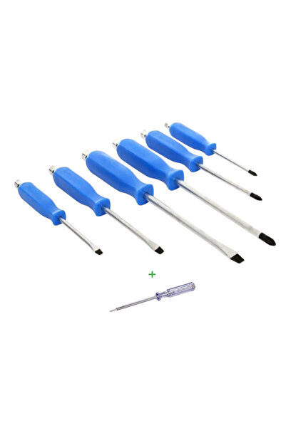 OEM Surubelnite impact, maner ergonomic albastru, 3 buc varf drept + 3 buc va...