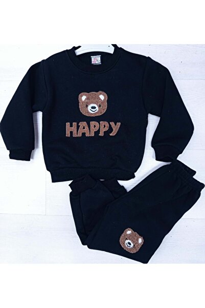 BAŞAK ÇOCUK GİYİM 9021.351 Bear with Fleece-Lined Bottom and Top Parts Set 3/...