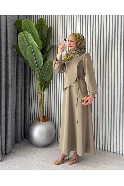 Butik kadın scuba şal detaylı elbise