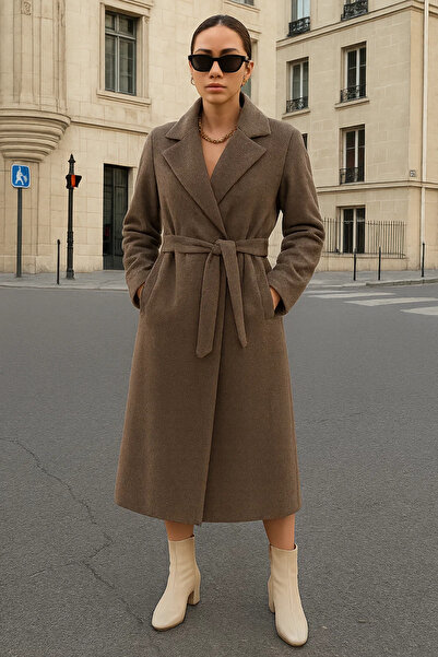 comstar Γυναικείο παλτό διπλό πέτο Casual Trend Mink Cashmere