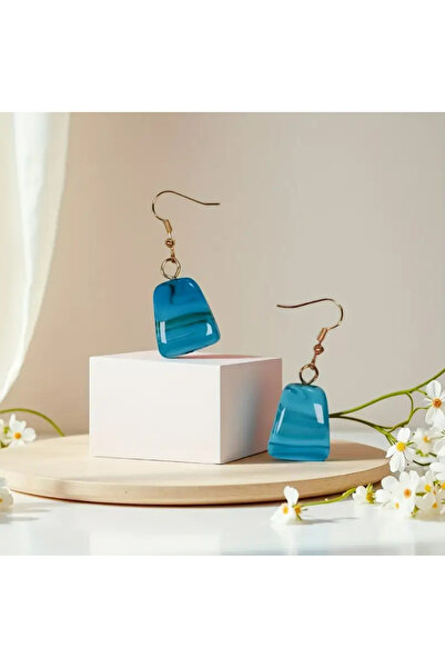 set.up Blue Color Glass Model Natural Stone Necklace Earring Set