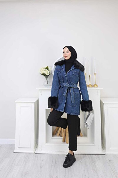 sorisso سترة فروي من الدنيم