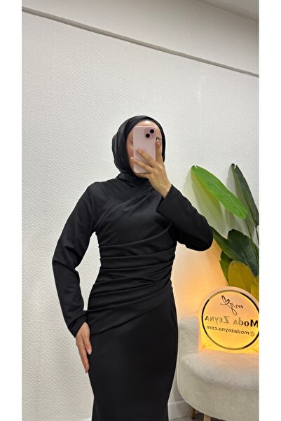 moda zeynaa Nisa Draperli Tesettür Elbise