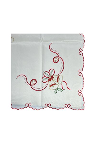 OEM Christmas tablecloth with lace and bell print, 130 × 180 cm, cream white