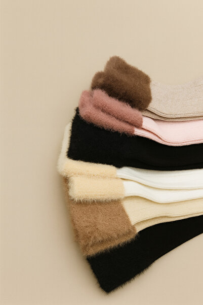 MEM SOCKS 6-пакет безшевни дамски чорапи от памук с подплата от флис и десен „Дерби“