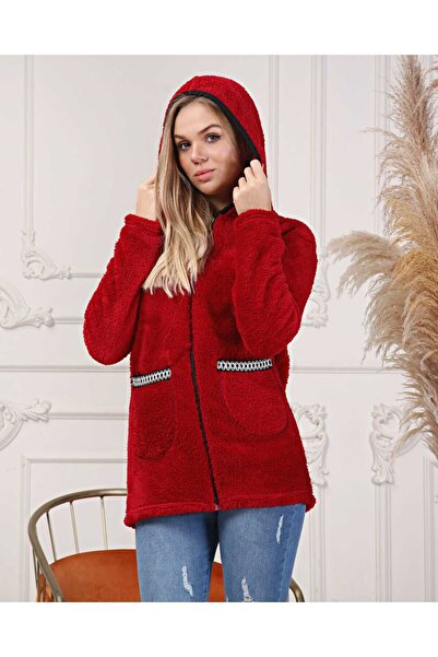 RİSE Cocolino sweatshirt, red, with appliqué on the pockets