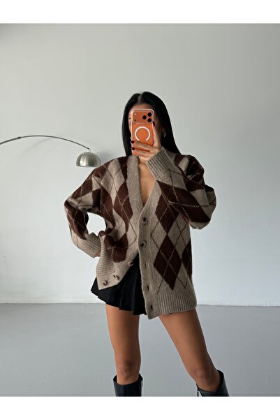 Lamierra Baklava Pattern Soft Women's Knitwear Cardigan