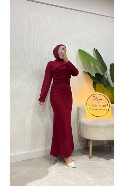 moda zeynaa Nisa Draperli Tesettür Elbise