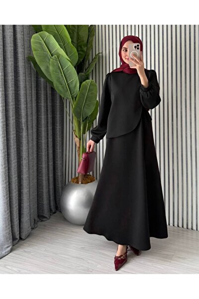 Butik kadın scuba şal detaylı elbise
