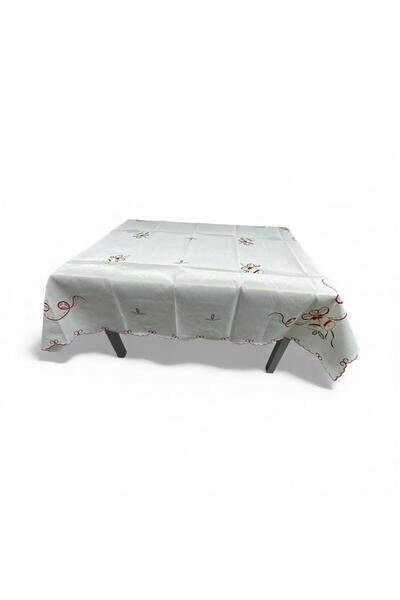 OEM Christmas tablecloth with lace and bell print, 130 × 180 cm, cream white