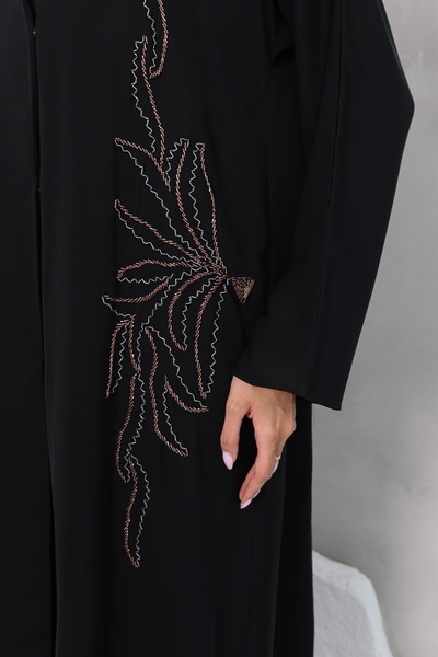 SAI ABAYA Premium Korean Black Nida Abaya with Bead Embellishment