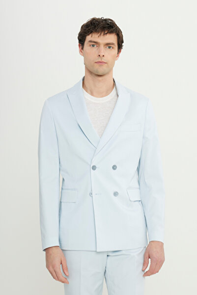 ALTINYILDIZ CLASSICS Erkek Açık Mavi Slim Fit Dar Kesim Kırlangıç Yaka Kapak ...