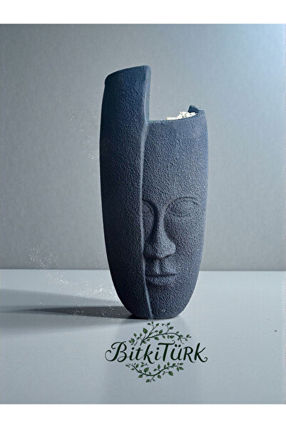 BitkiTÜRK Hafif Beton Fiberglas Yarım Yüz Saksı 88cm