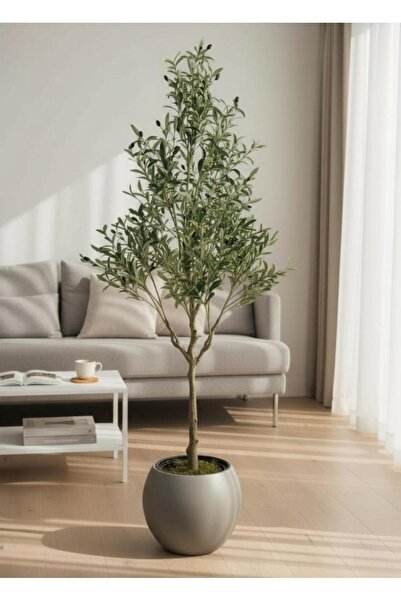 Nettenevime Yapay Zeytin Ağacı 185cm Doğal Görünümlü Yapay Ağaç Mokka Renk 30...