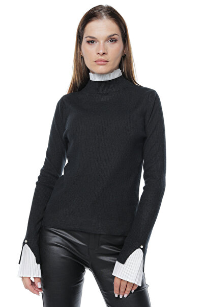 Jolenttine Office turtleneck with wool and cashmere blend, black