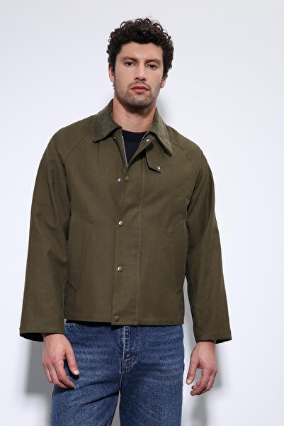 Antioch Khaki Contrast Collar Men's Jacket
