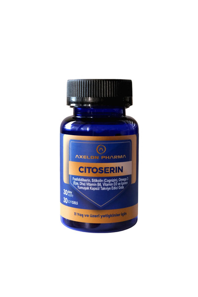 AXELON PHARMA Citoserin Kapsül Sitikolin(Cognizin)&Fosfatidilserin, Omega-3,DHA,EPA,D3,B6 içeren takviye gıda