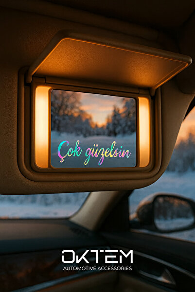 OKTEM Nameplate Çok Güzelsin Güneşlik Makyaj Aynası Yazısı 70x20mm Araba Motosiklet Cam Etiket Sticker Hologram