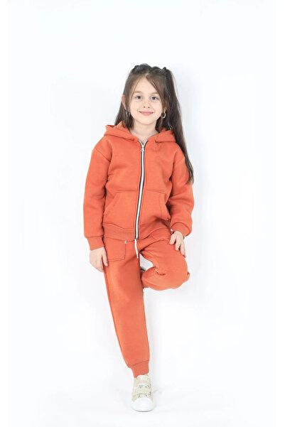 Ahsenimbebe Set de trening pentru fete cu fermoar cu glugă