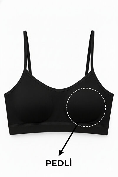 Arma Yıldız Young Girl's String Strap Padded Half Tank Top Colorful 3-Pack Training Bra